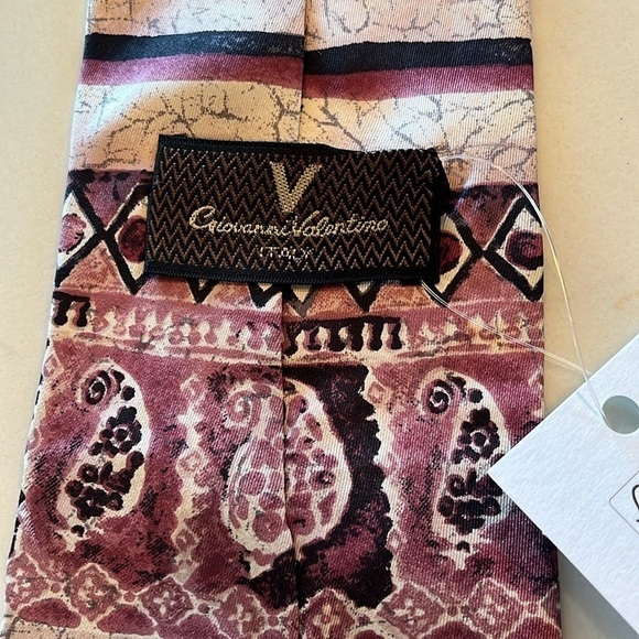 Giovanni Valentino Italy Men’s Necktie Pastel Purple Pink & Gray - Picture 2 of 4